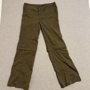 Prana Convertible Pants Stretch Relaxed Fit Ripstop Olive Green Womens Size 12